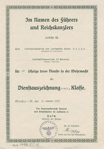 Award document for 12 l s